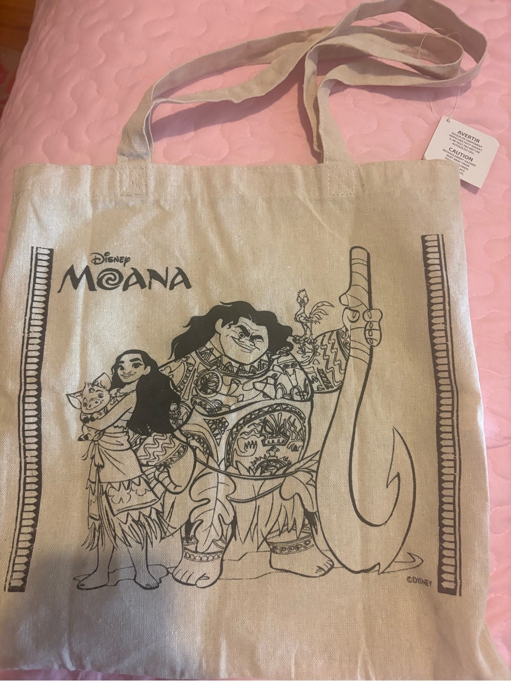 Disney Moana Cream Canvas Tote Bag - Picture 2 of 2